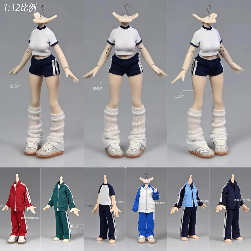 1/12 Schuluniform T-Shirt Shorts Jacke Hose Sprots Wear Kleidung Modell Passend 12-13,4 cm Azone Body Girl Action Figure Body Dolls Image