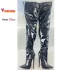 Sexy Schwarz 18 cm Stiletto Overknee Frauen Stiefel Nachtclub Bühne Pole Dance Schuhe Oberschenkel Hohe Stiefel Benutzerdefinierte farben Plus Größe 46