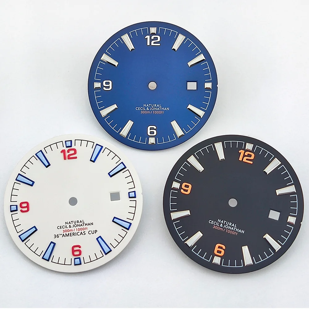 33,5mm Zifferblatt grün leuchtendes Zifferblatt passt miyota8215 Uhrwerk Ersatzteile Ersatzteile Zifferblatt Unterstützung kunden spezifisches Logo Image