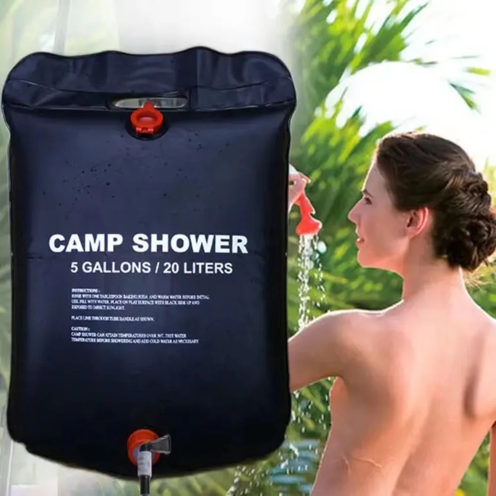 Solar dusch beutel 20l Solarheizung im Freien Premium Camping Dusch tasche Warmwasser temperatur 45 Grad C mit abnehmbarem Schlauch Dusch kopf Image