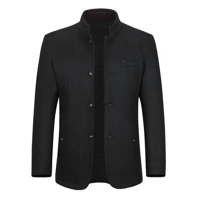 Herren Kurzmantel Slim Fit mit Stehkragen Business Casual Wollmantel Schwarz Image