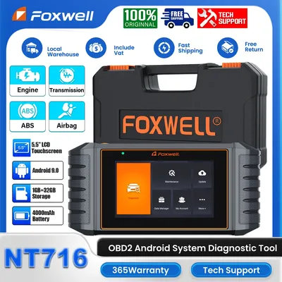 FOXWELL NT716 OBD2 Scanner Diagnostic Tool 9 Resets ABS BMS SRS Transmission Engine Code Reader OBDII Four System Scan Tester