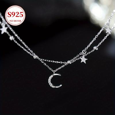 TEMU 925 Silvery Double Layer Pendant Bracelet, Bohemian And Hip Hop Style, And Parties 4g Image