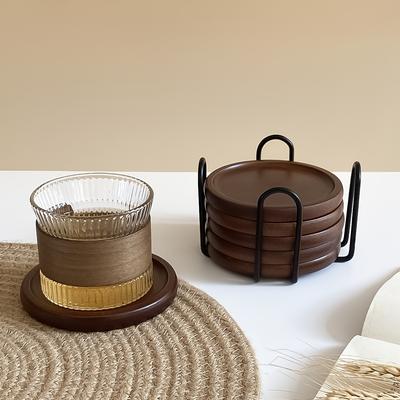TEMU 7pcs, 5pcs Home Japanese Bamboo Wood Insulation Coasters, Solid Wood Insulation Mats, High Temperature Resistant Bamboo Wood Mats, And , Insulation Tea Ceremony Tea Coaster Image