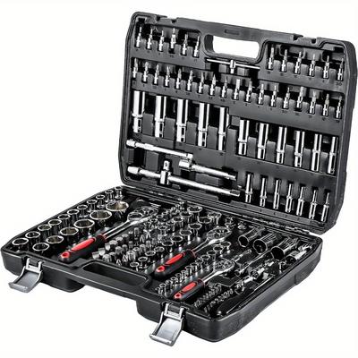 "TEMU Socket Spanner Set, Tool /2‘1/4’3/8"172-piece Ratchet Box With Ratchet Spanners Tools Screwdrivers Spanners And Bits Nut Box With Ratchet" Image