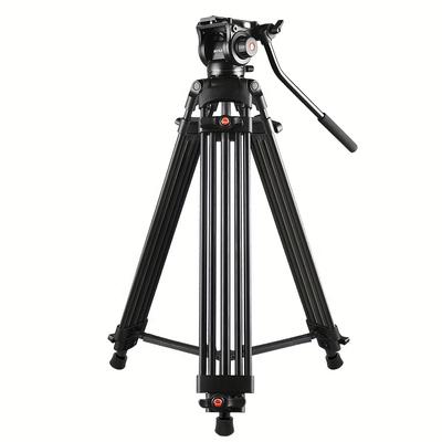 TEMU Puluz Professional Heavy Duty Video Camcorder Aluminum Alloy Tripod With Fluid Drag Head For Dslr / Slr Camera, Adjustable Height: 80-160cm(black) Image