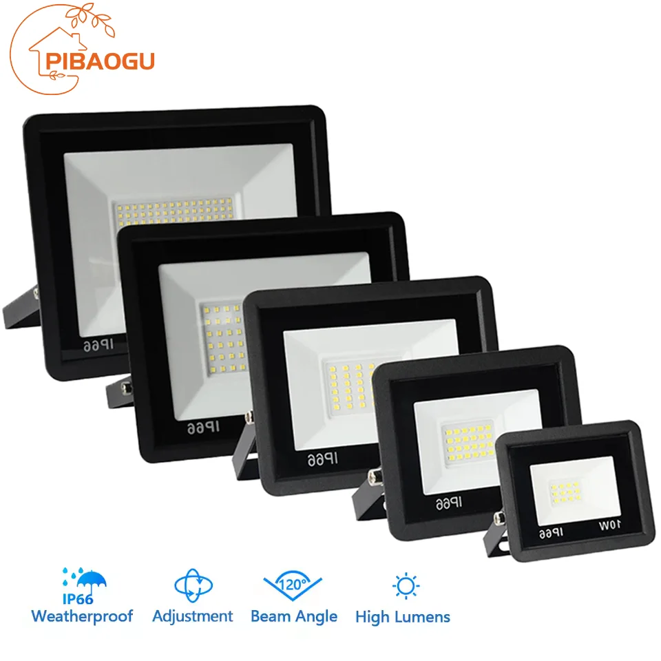 Luce di inondazione a LED 10W 20W 30W 50W 100W AC 220V Proiettore a LED IP66 Riflettore impermeabile Faretto Lampione da giardino per esterni
