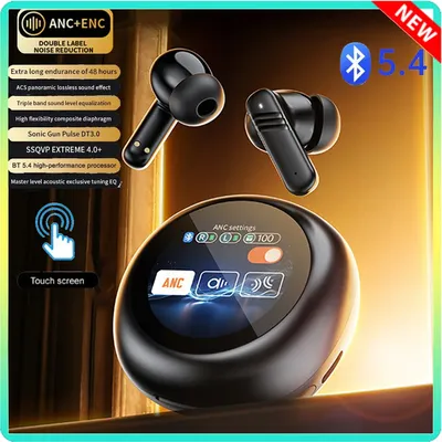Drahtlose ANC Bluetooth 5.4-Kopfhörer, LED-Touchscreen, sichtbare Kopfhörer, kabelloses Image