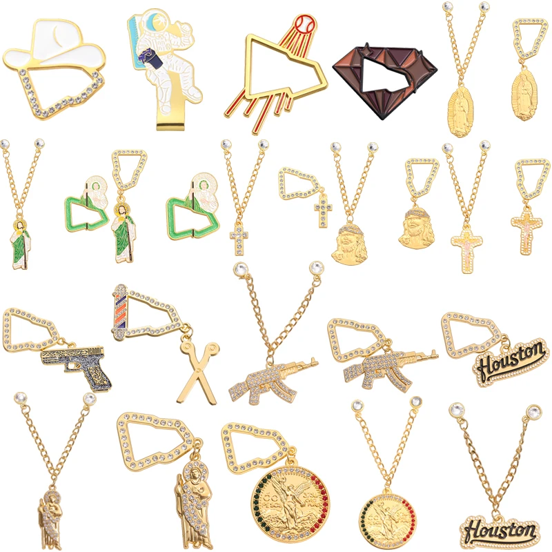 Baseball Street Style Baseball Cap Jesus Kreuz Kette Metall Hut Clip Metall Beliebte Kappe Anhänger Emblem Abzeichen Party Schmuck Hut Pin Image