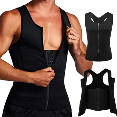 Herren Schlankheits-Tanktop, Body Shaper, bequeme Kompressionsweste mit Reißverschluss, starke Rückenstütze, Unterhemd, Kompressionsoberteile Image