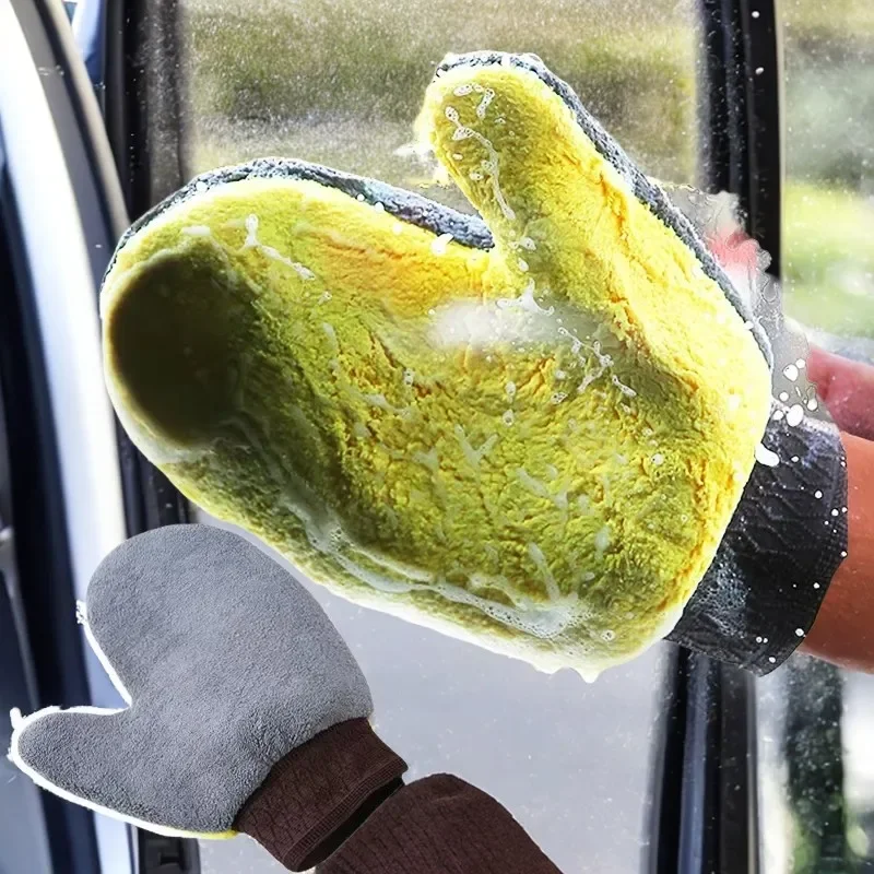 Auto Reinigung Handschuhe Handtuch Weiche Mikrofaser Chenille Wasser Absorption Auto Körper Waschen Handschuh Duster Clearner Auto Reinigung Werkzeuge Image
