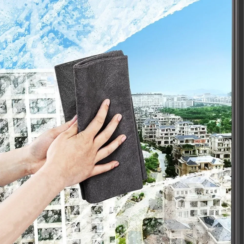 Verdicktes magisches Reinigungsglastuch, streifenfrei, wiederverwendbares Mikrofaser-Reinigungstuch, Allzweckhandtücher für Fenster, Glasunterlage Image