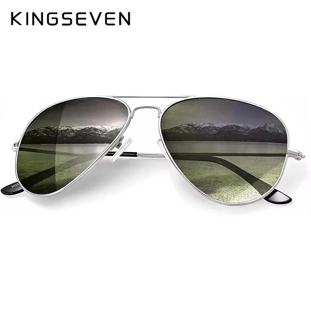 KINGSEVEN Neue Mode männer Sonnenbrille Polarisierte UV400 Spiegel Gradienten Objektiv Pilot Rahmen Gläser Frauen Retro Luxus Brillen Image