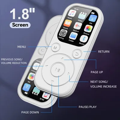 1,8 Zoll tragbarer MP3-Player Typ C Bluetooth 5.4 kompatible Touch-Tasten Musik Stereo mit HiFi-Lautsprecher FM-Radio Aufnahme E-Book Image