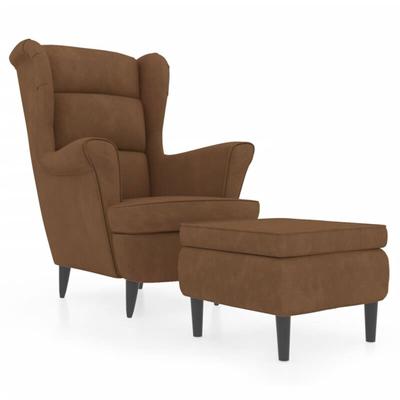 Vidaxl - Ohrensessel mit Hocker Braun Samt Image