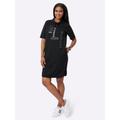 Jerseykleid INSPIRATIONEN "Jersey-Kleid", Damen, Gr. 42, Normalgrößen, schwarz, Jersey, Single Jersey, 50% Modal, 44% Polyester, 6% Elasthan, unifarben, kurz, Kurzarm, Kleider