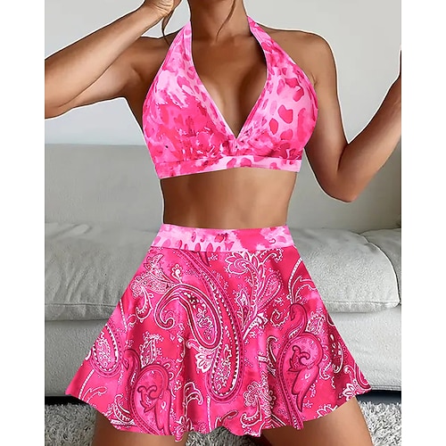 Damen Tankini Bikini, Zweiteiler Rückenfrei Bademode Blumen Badeanzug Schwarz Gelb Atmungsaktiv Schnelltrocknend Leichtgewichtig Ärmellos - Schwimmen Surfen Strand Sommer Frühling Image