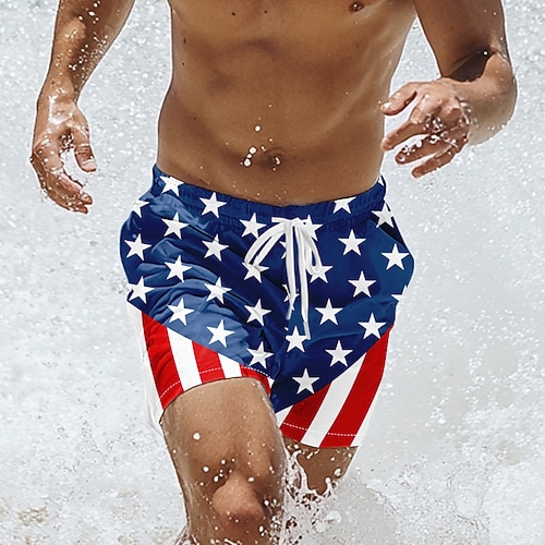 Amerikas 250. Jahrestag Männer Amerikanische US-Flagge Patriotische Schwimmshorts Schwimmshorts Boardshorts Mittlere Taille Streetwear Hawaiianisch Lässig Alltag Feiertag Tasche Kordelzug Elastischer Image