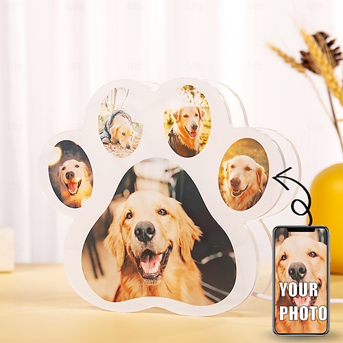 personalisiertes Haustier-Nachtlicht aus Acryl mit speziellem Fotoschlitz für Ihr Haustier – individuelles ideales Nachtlicht neben dem Bett und Zimmerdekor 1 Stück
