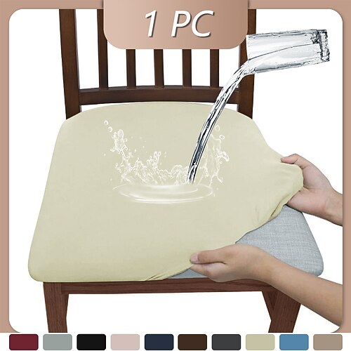 Stuhlsitzbezüge, Esszimmerstuhl-Sitzbezüge mit Bändern, Stretch-Jacquard-Stuhlbezüge, Schoner für Esszimmer- und Küchenstühle Image