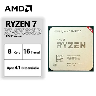 2025 AMD R7 5700X3D New Ryzen 7 5700X3D 4.1 GHz 8-Core 16-Thread CPU 7NM L3=96M 100-000001503 Socket