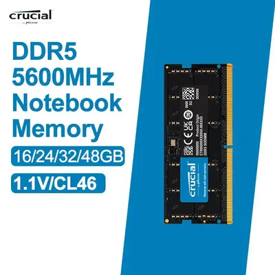 To Crucial RAM 16GB 24GB 32GB 48GB DDR5 5600MHz PC5-44800 Laptop Memory, non-ECC SODIMM