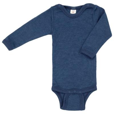 Engel - Baby-Body Langarm Mit Druckverschluss Schulter - Merinounterwäsche Gr 74/80 blau Image