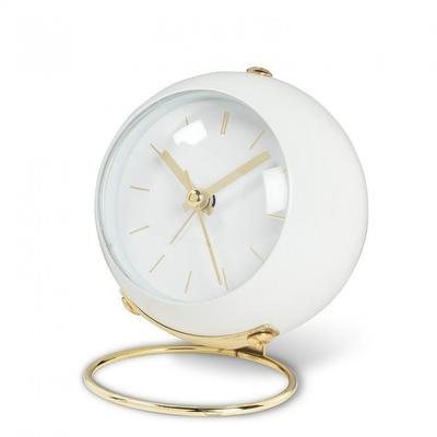 White Ball With Gold Loop Stand Alarm Clock