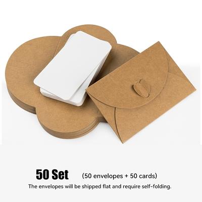 TEMU 50 Set Envelopes With Heart Shaped Clasp, Mini Paper Envelopes, Small Envelope With Blank Cards For Business Card, Weddings Favors, Greeting Cards (4.1 X 2.8 Inch)