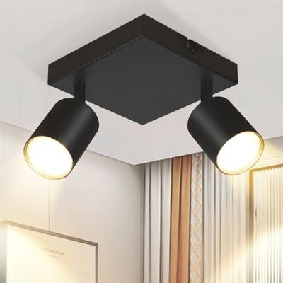 Deckenleuchte 2 flammig Deckenstrahler Schwarz - Deckenlampe eckig Deckenspots Flur GU10 Modern Image