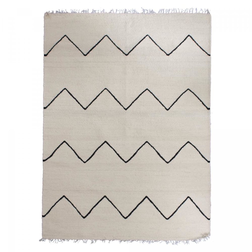 Tapis salon tissé à la main en laine motif berbère, beige 200x300
