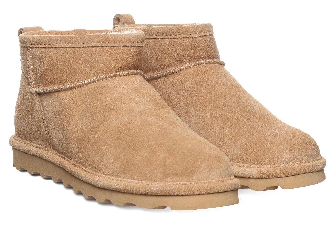 Winterboots BEARPAW "SHORTY", Damen, Gr. 38, beige, Veloursleder, Schuhe Winterboots, Winterstiefel, Schlupfstiefel mit herausnehmbarer Innensohle