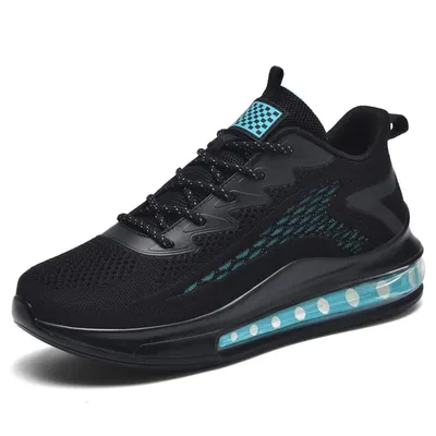 Men's casual sports shoes, light sports shoes, blue outdoor breathable mesh black running shoes,