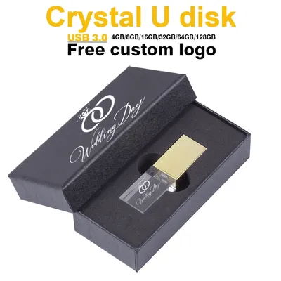 High Speed Fashion LED Crystal USB 3.0 Flash Drive 128 GB Kostenlose 3D-Gravur Logo Pen Drive Kleine Image