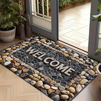 TEMU 1pc Anti Mat With Stone Pattern, Machine Washable Mat, Anti Slip Door Mat, Suitable For Outdoor And Indoor Decoration In Areas, Home Decoration, Room Decoration 50cm*80cm/60cm*90cm Image