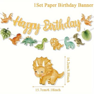 TEMU 1set Dinosaur Themed Celebration Banner, Paper Garland For First Year , Baby Shower & Event Decor, No-electricity Wall Hanging Supplies, Dinosaur Pull Flag Party Accessory & Decoration Image