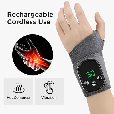 Electric Wrist Heating Pad Wrap For Hand Wrist Support Brace Electric Vibration Massage Warmer Hot Compression Arthritis