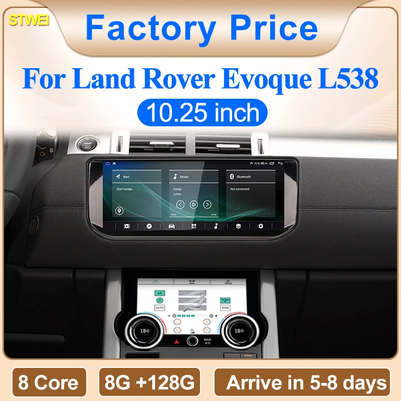 STWEI 10,25 zoll HD 8 Core Android13 Drahtlose Carplay Auto Für Range Rover Evoque L538 Auto Multimedia Digital AirCon AC Panel Image