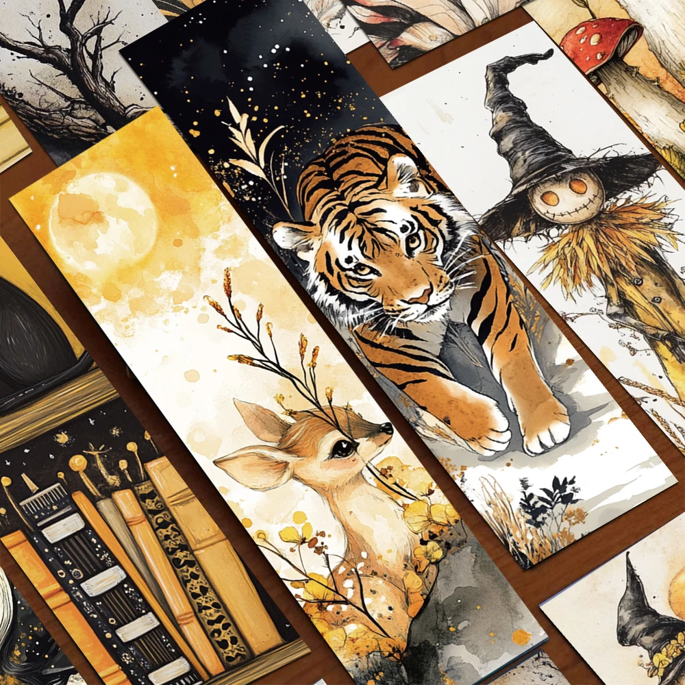 30 Stück Vintage-Tiere-Lesezeichen für Studenten, Schreibwaren, Leseseiten, markierte DIY-ästhetische Lesezeichen, dekorative Karten Image