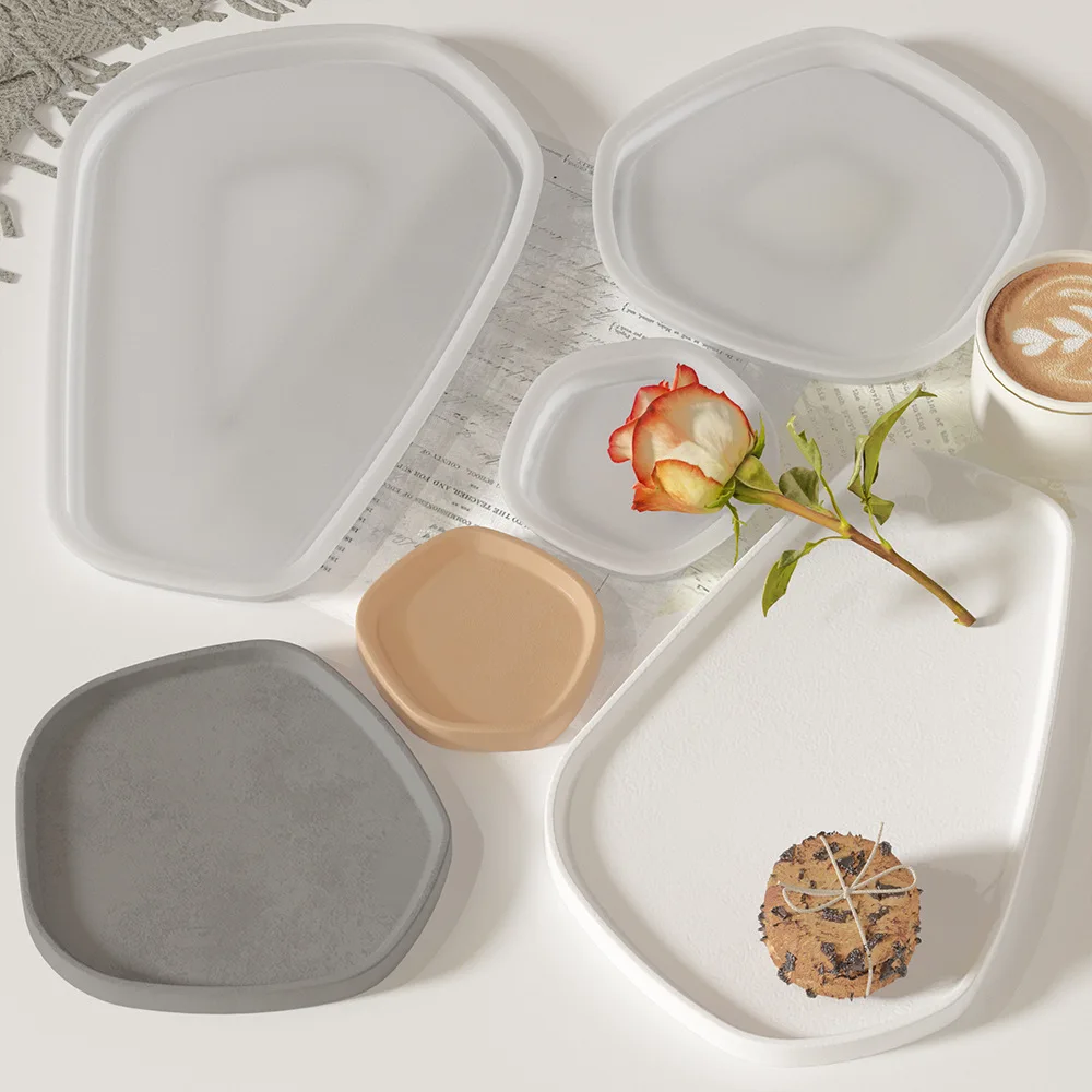 Unregelmäßige geometrische Untersetzer Tablett Gussform, Beton Gips Silikonform, Polygonale Schmuck Display Lagerung handgemachte Form Image