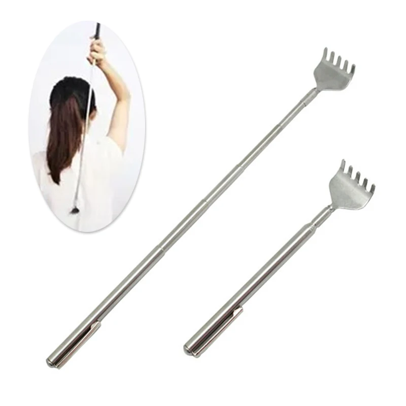 Tragbare Teleskop Back Scratcher Itch Massage Werkzeug Einstellbare Stahl Größe Stift-typ Clip Kitzeln Massage Scratch Rake Image