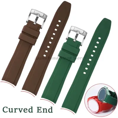 Silikon-wasserdichtes Armband mit gebogenem Ende, 20 22 mm, für Seiko, für Swatch, für Citizen, Image