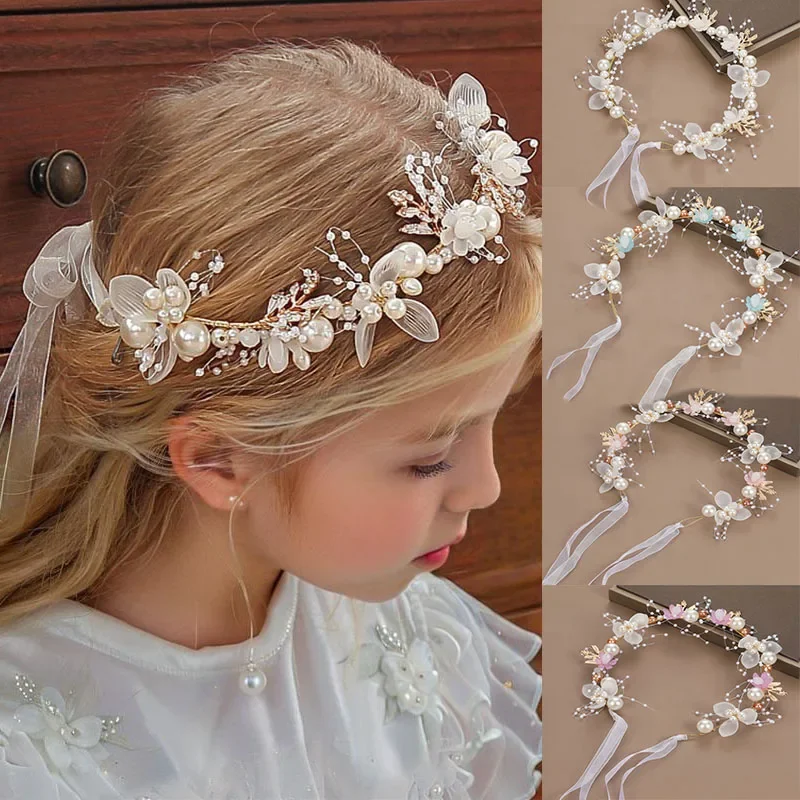 Kopfkranz Kinder Blumenkrone für Haare Blumenkrone Blumenmädchen Kopfschmuck Kränze für Mädchen Blumen Tiaras Reif HH01 Image