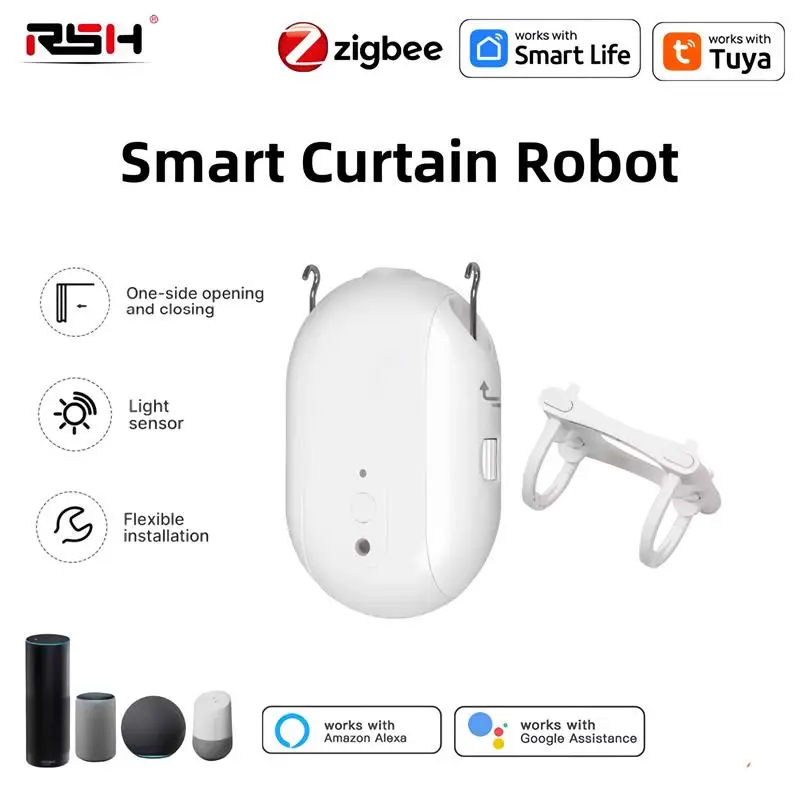RSH Zigbee Tuya Smart Elektrische Vorhang Roboter Timing Auto Opener Näher Licht Sensor App Fernbedienung Unterstützung Alexa GoogleHome Image