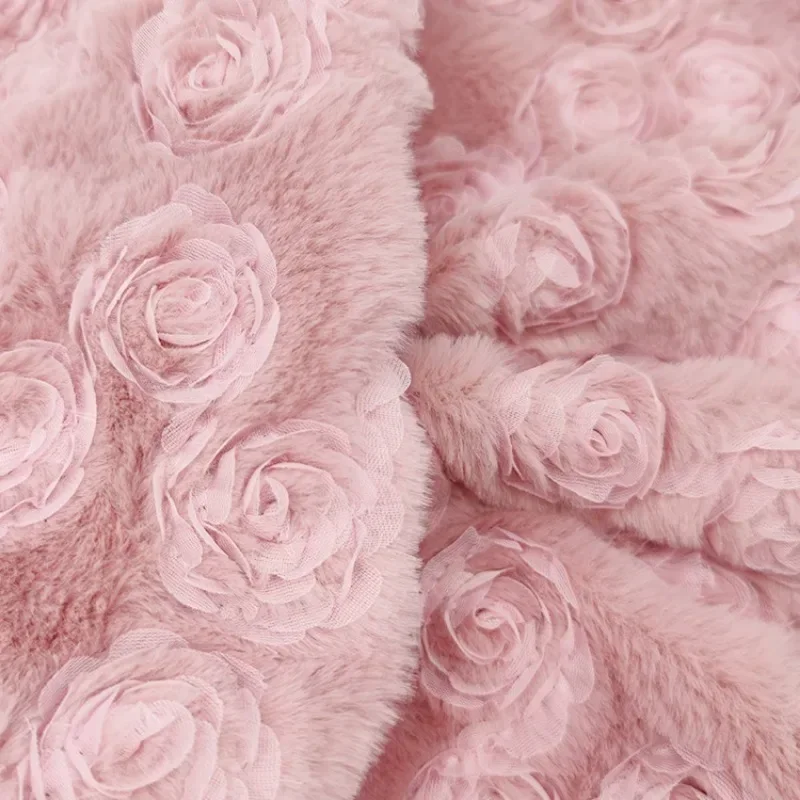 160 x 50 cm/160 x 100 cm, rosa, 8 mm Kunstfellstoff, weicher Kurzplüschstoff für Decken, Pullover, Bettwäsche, handgefertigter DIY-Nähstoff Image