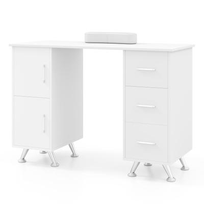 Costway Wooden Manicure Table Nail Desk with Drawers Wrist Rest-White