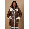 Oasis Womens Pu Bonded Shearling Coat - Tan - Size 12 UK | Oasis Sale | Discount Designer Brands