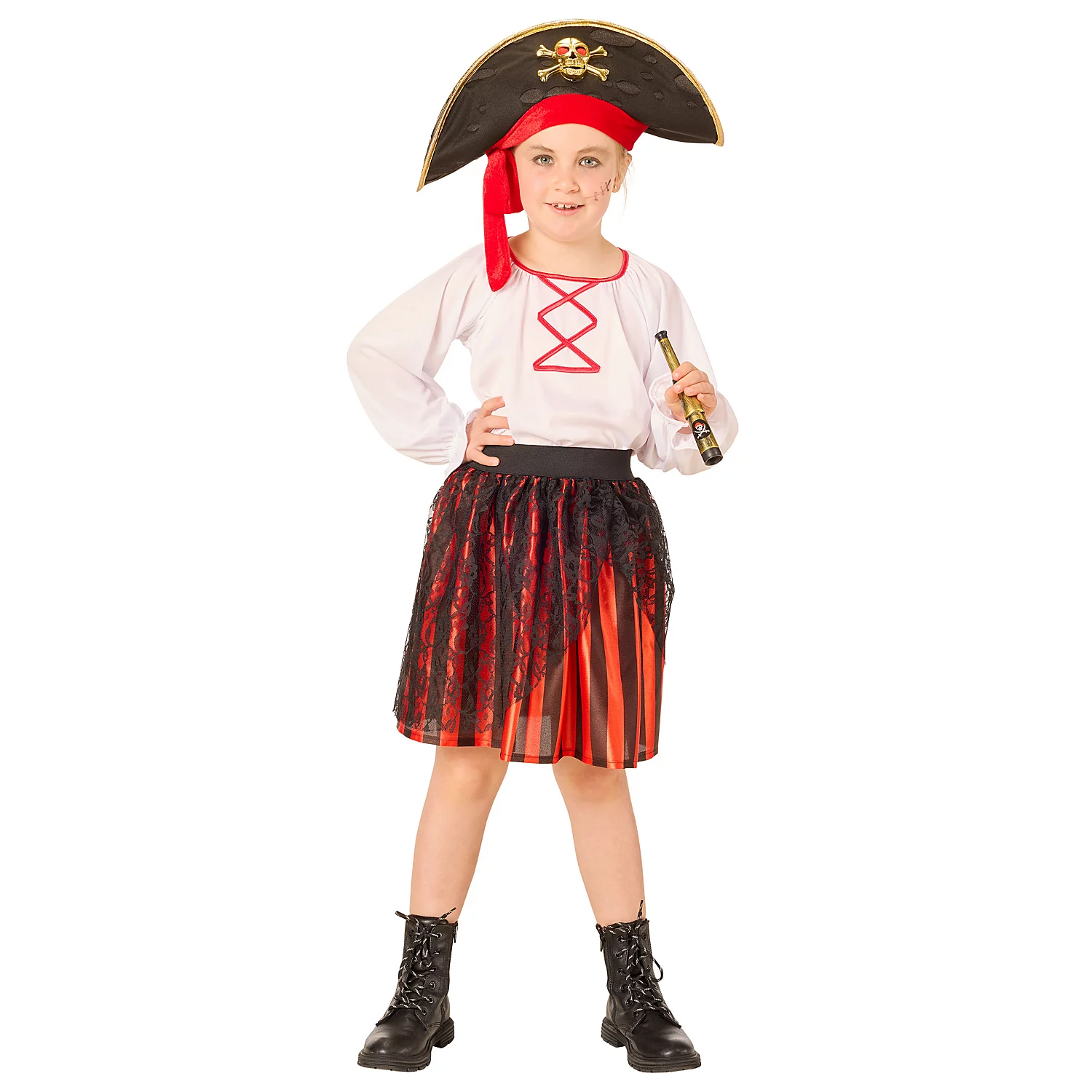 Kinder-Kostüm Piratin Jenny, weiß/rot/schwarz Image