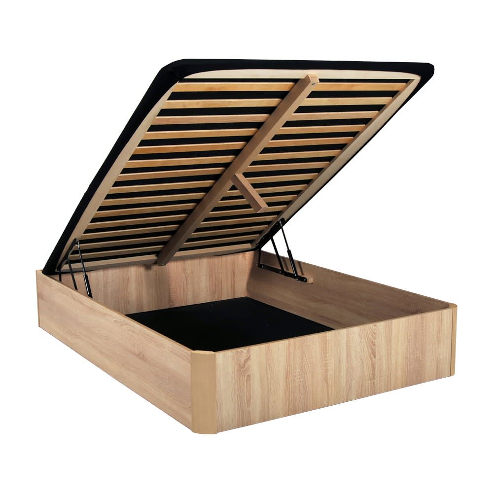 Lit coffre, effet bois clair, 160x200 cm