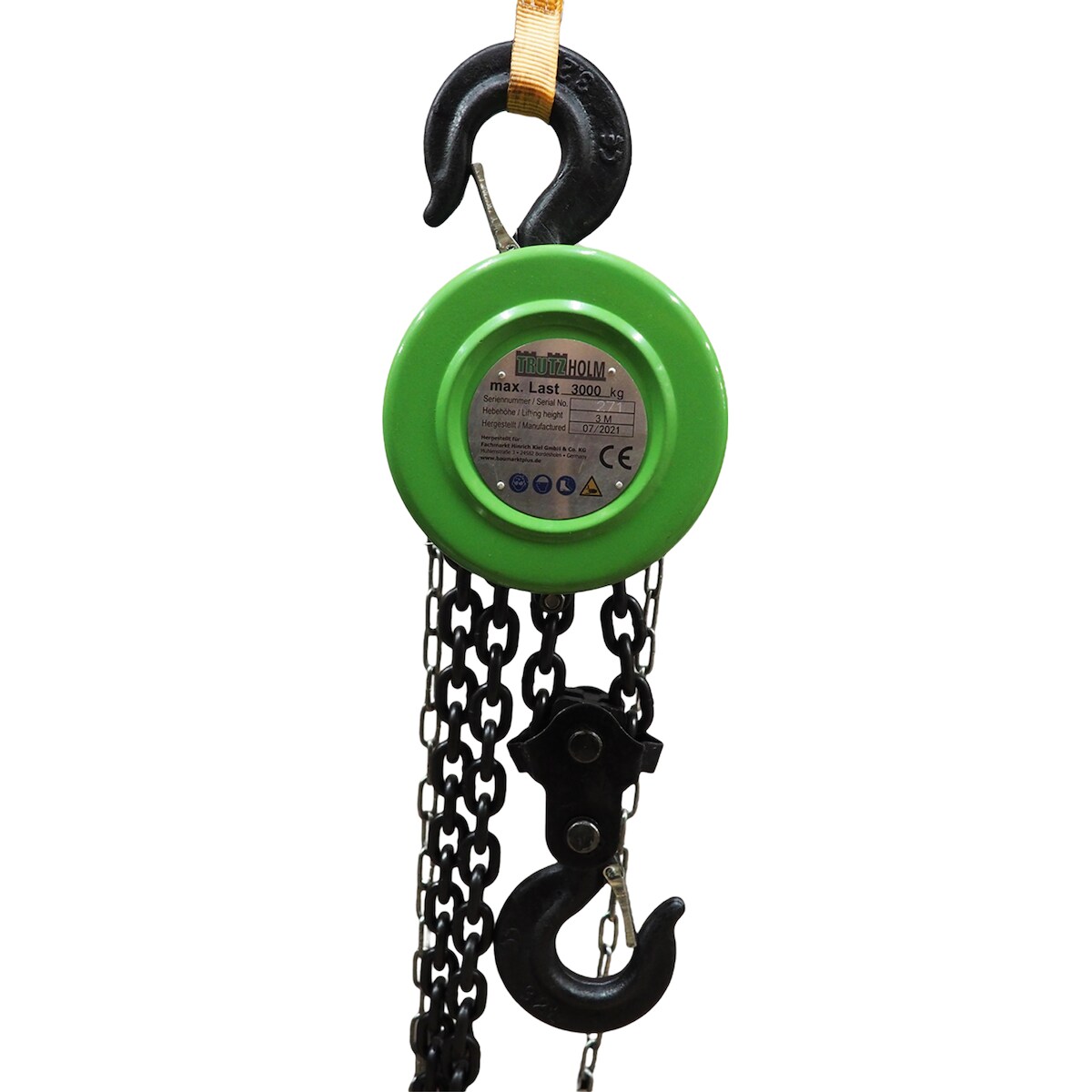 Baumarktplus Kettenzug rund 3 t Tragkraft - 3 m Hubhöhe - Einzelbremse HSZ Flaschenzug Hebezug Hebetechnik Image